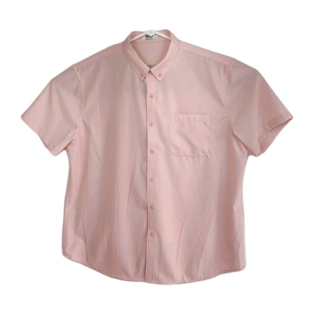 Coofandy men's button-down shirt, XL, light pink, short sleeves